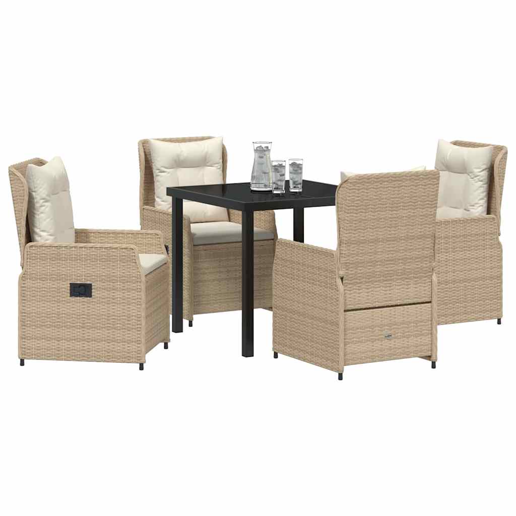 Tuin eettafelset 5 pcs Beige en Licht Grijs poly rattan