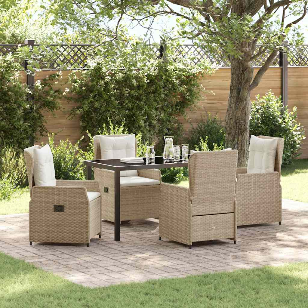 Tuin eettafelset 5 pcs Beige en Licht Grijs poly rattan