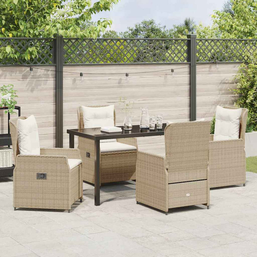 Tuin eettafelset 5 pcs Beige en Licht Grijs poly rattan