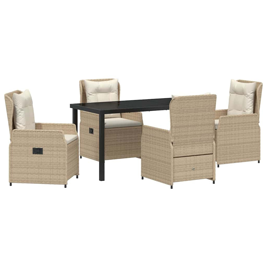Tuin eettafelset 5 pcs Beige en Licht Grijs poly rattan