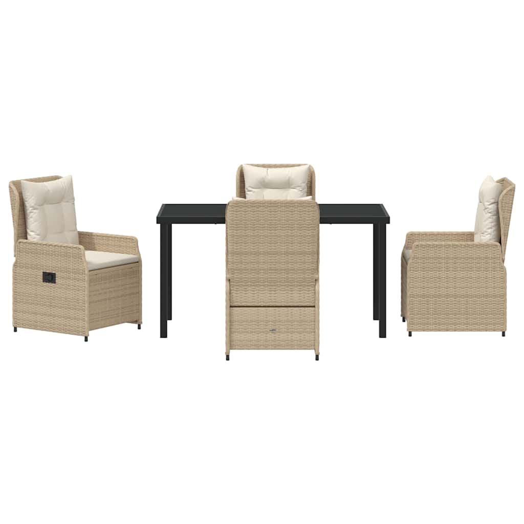Tuin eettafelset 5 pcs Beige en Licht Grijs poly rattan