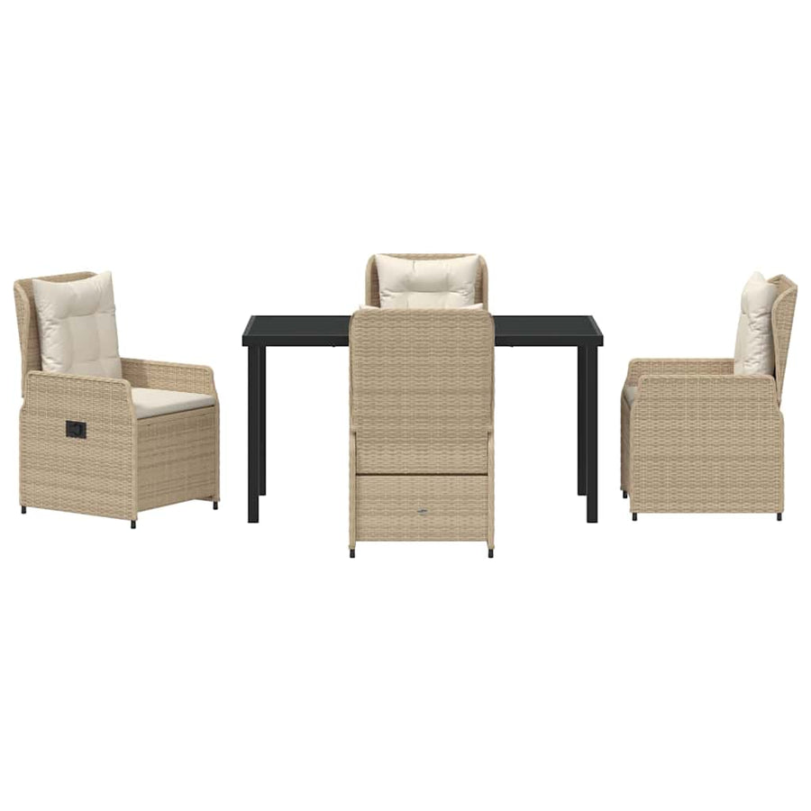 Tuin eettafelset 5 pcs Beige en Licht Grijs poly rattan