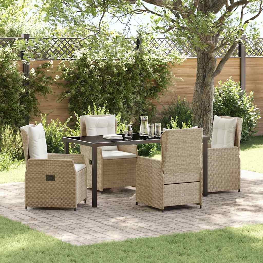Tuin eettafelset 5 pcs Beige en Licht Grijs poly rattan