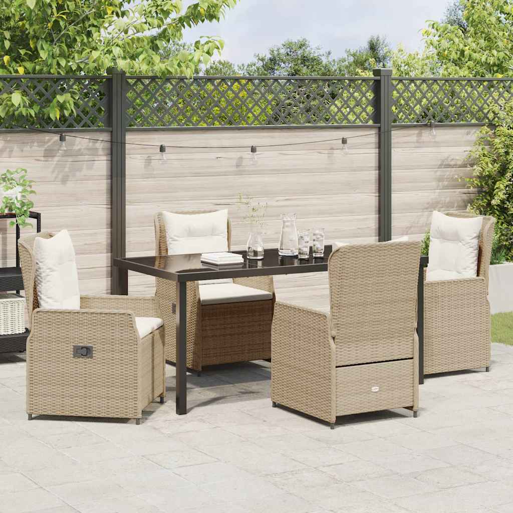 Tuin eettafelset 5 pcs Beige en Licht Grijs poly rattan
