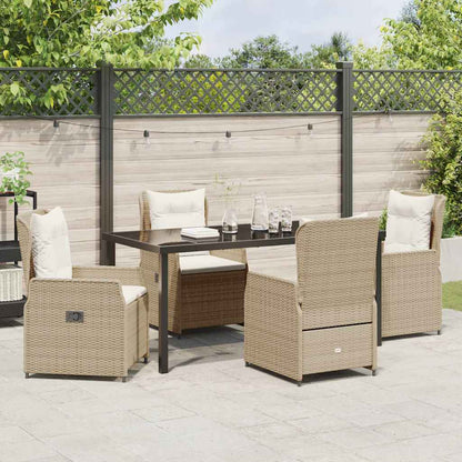 Tuin eettafelset 5 pcs Beige en Licht Grijs poly rattan