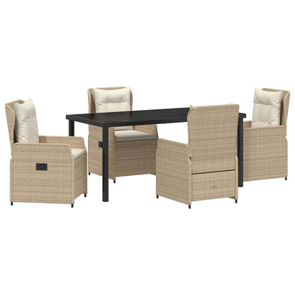 Tuin eettafelset 5 pcs Beige en Licht Grijs poly rattan
