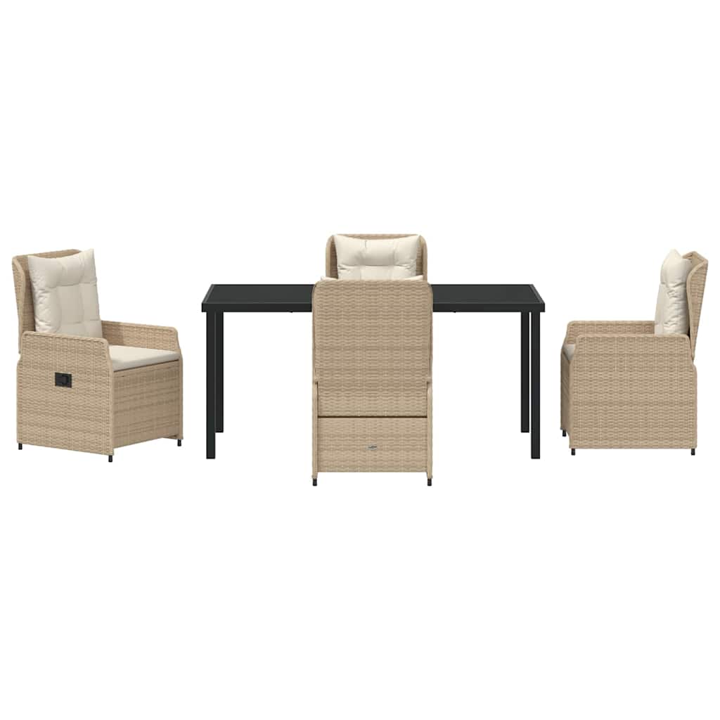 Tuin eettafelset 5 pcs Beige en Licht Grijs poly rattan