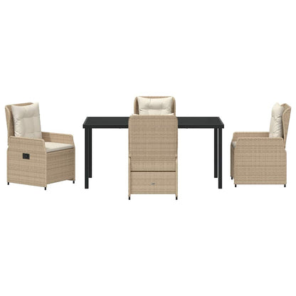 Tuin eettafelset 5 pcs Beige en Licht Grijs poly rattan