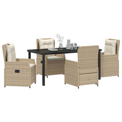 Tuin eettafelset 5 pcs Beige en Licht Grijs poly rattan