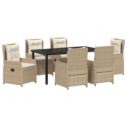 Tuin eettafelset 7 pcs Beige en Licht Grijs poly rattan