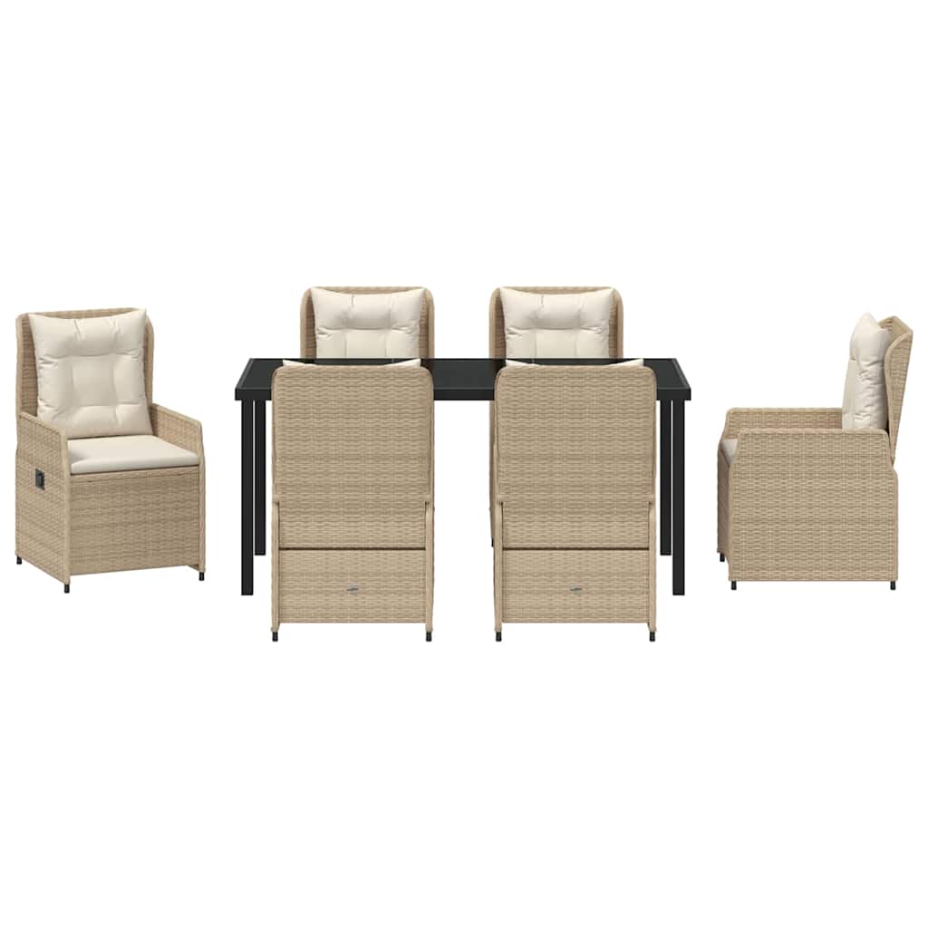 Tuin eettafelset 7 pcs Beige en Licht Grijs poly rattan