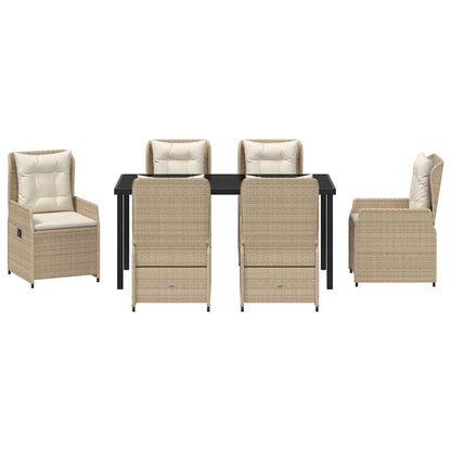 Tuin eettafelset 7 pcs Beige en Licht Grijs poly rattan