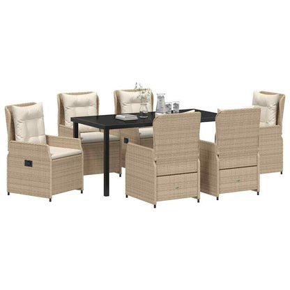 Tuin eettafelset 7 pcs Beige en Licht Grijs poly rattan