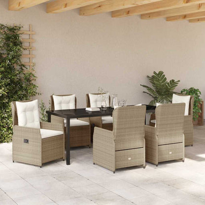 Tuin eettafelset 7 pcs Beige en Licht Grijs poly rattan