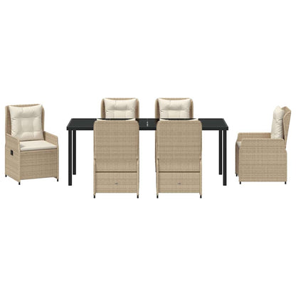 Tuin eettafelset 7 pcs Beige en Licht Grijs poly rattan