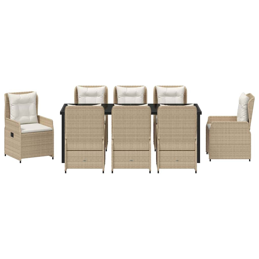 Tuin eettafelset 9 pcs Beige en Licht Grijs poly rattan
