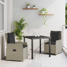 Tuin eettafelset 3 pcs Lichtgrijs poly rattan