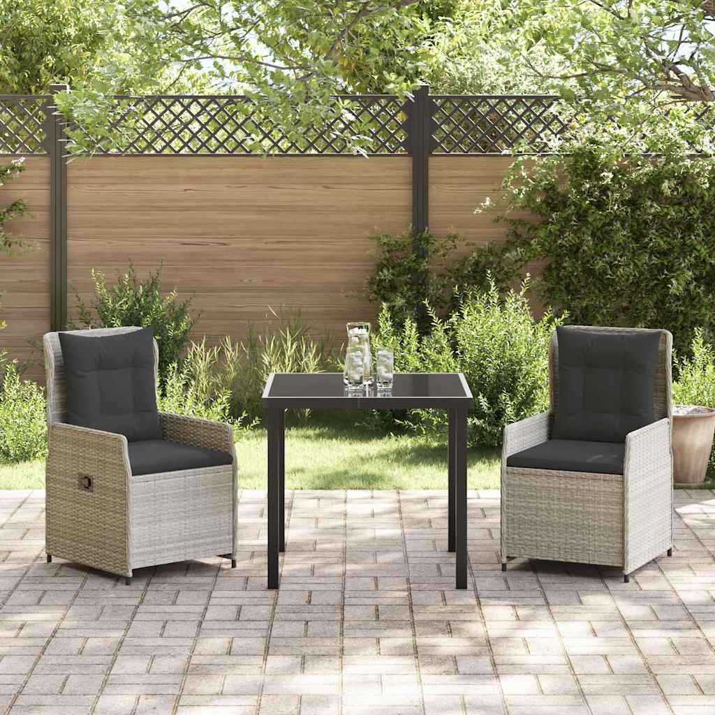 Tuin eettafelset 3 pcs Lichtgrijs poly rattan