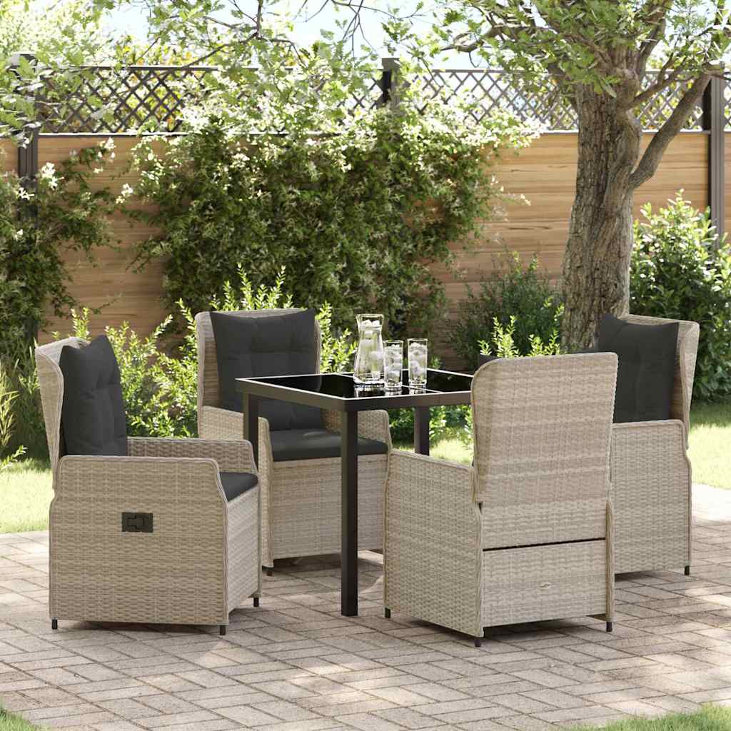 Tuin eettafelset 5 pcs Lichtgrijs poly rattan