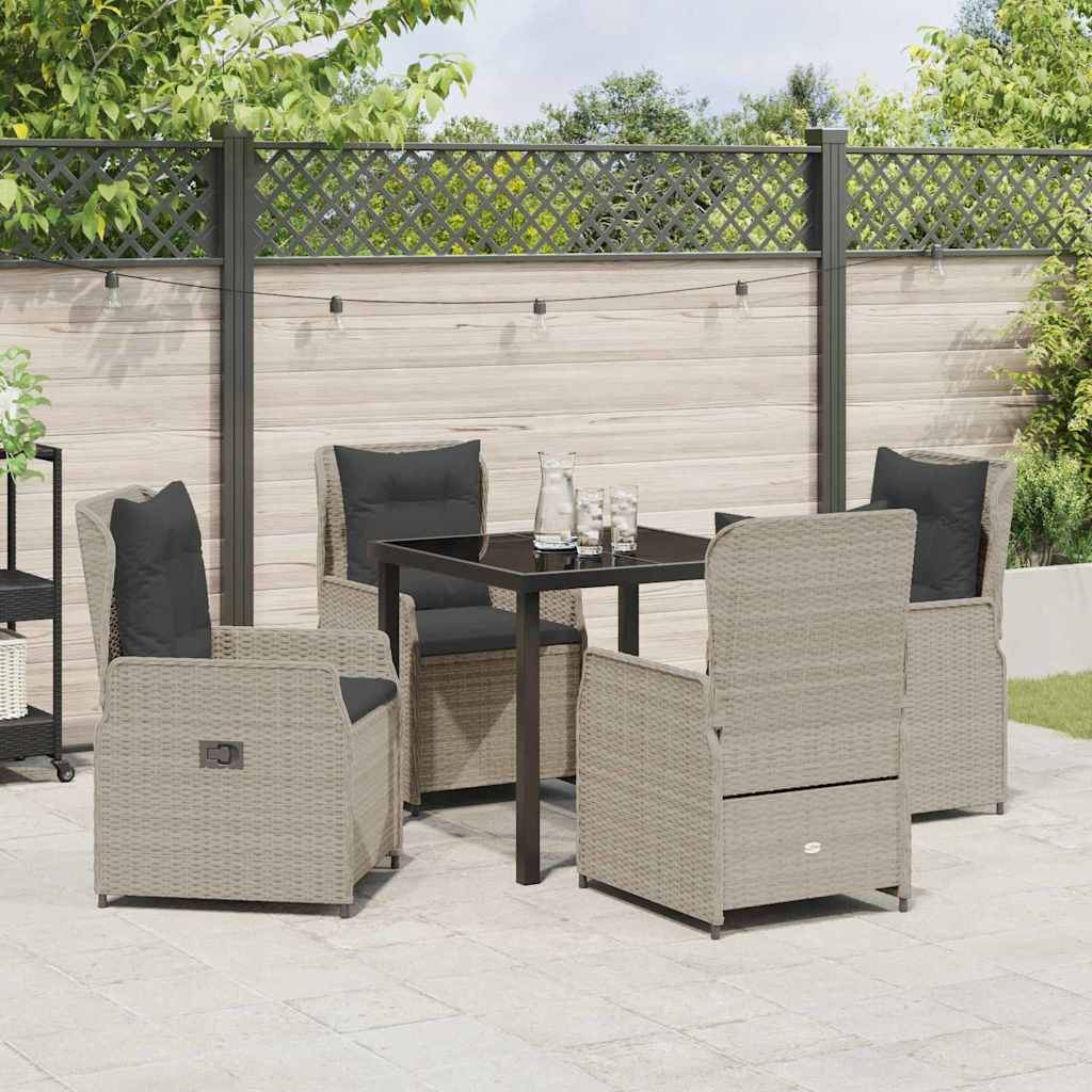 Tuin eettafelset 5 pcs Lichtgrijs poly rattan