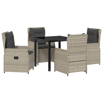 Tuin eettafelset 5 pcs Lichtgrijs poly rattan