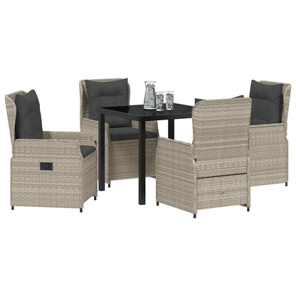 Tuin eettafelset 5 pcs Lichtgrijs poly rattan