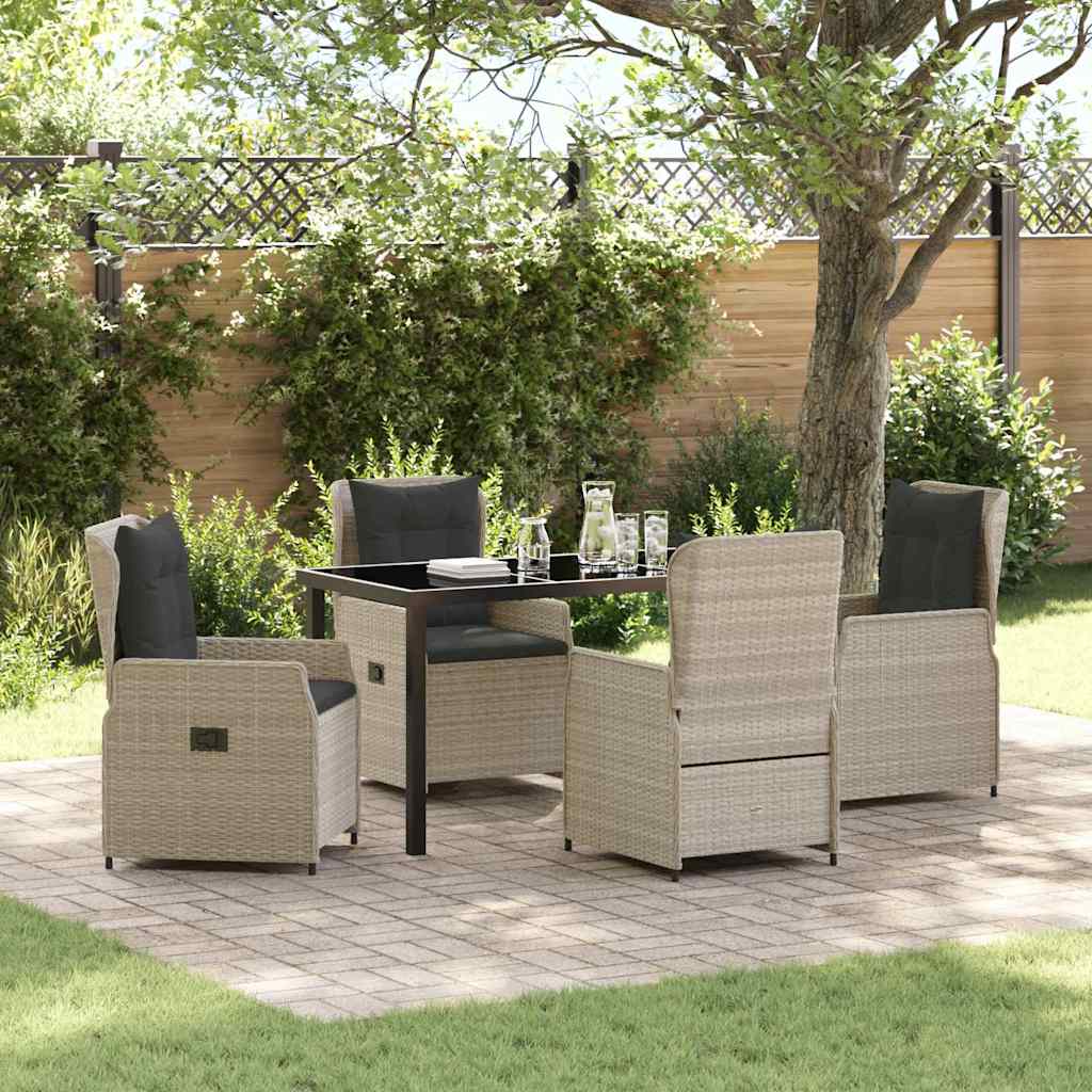 Tuin eettafelset 5 pcs Lichtgrijs poly rattan