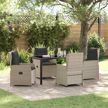 Tuin eettafelset 5 pcs Lichtgrijs poly rattan