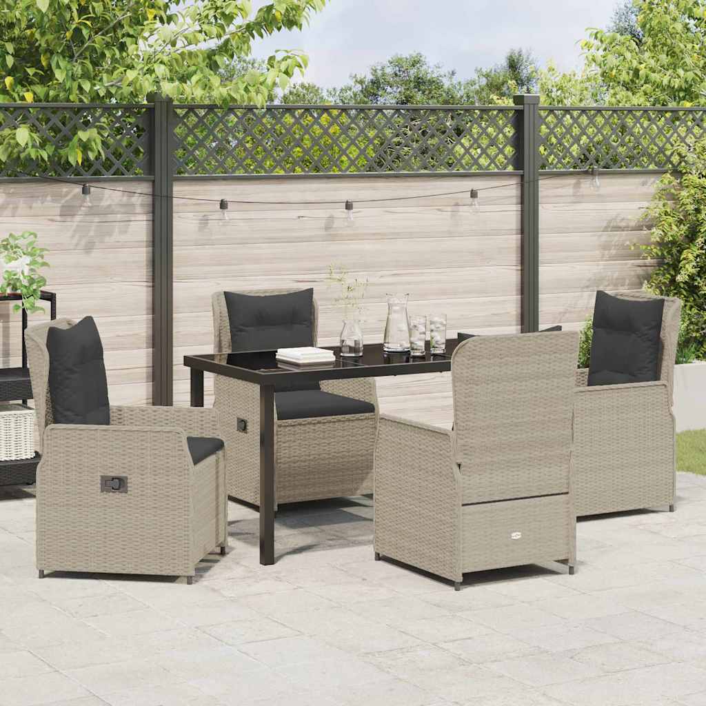 Tuin eettafelset 5 pcs Lichtgrijs poly rattan