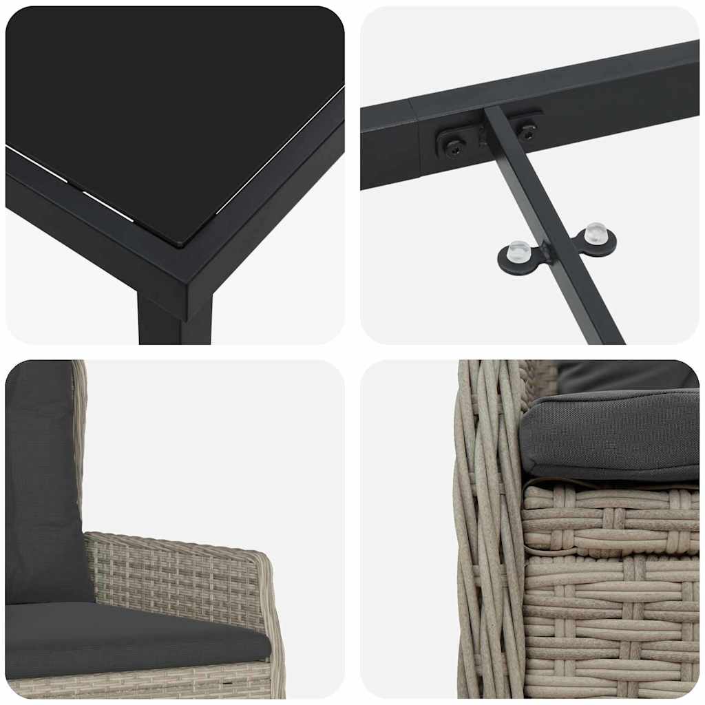 Tuin eettafelset 5 pcs Lichtgrijs poly rattan