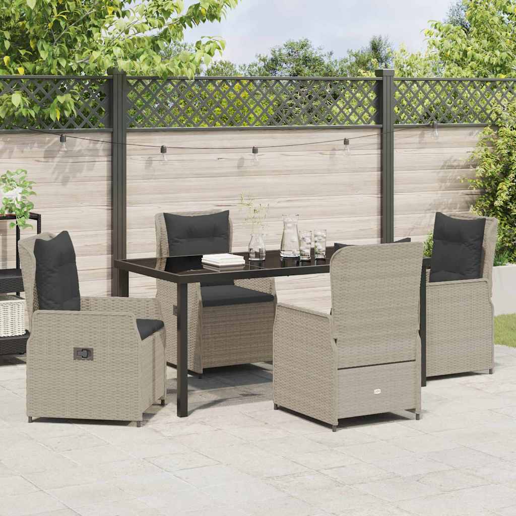 Tuin eettafelset 5 pcs Lichtgrijs poly rattan