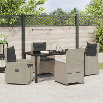 Tuin eettafelset 5 pcs Lichtgrijs poly rattan