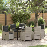 Tuin eettafelset 7-delig lichtgrijs poly rattan