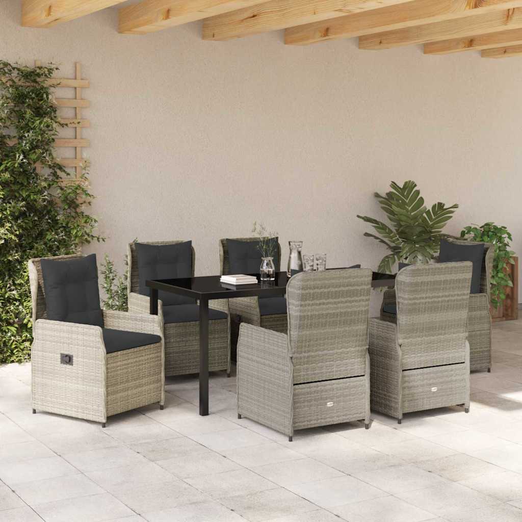 Tuin eettafelset 7 pcs Lichtgrijs poly rattan
