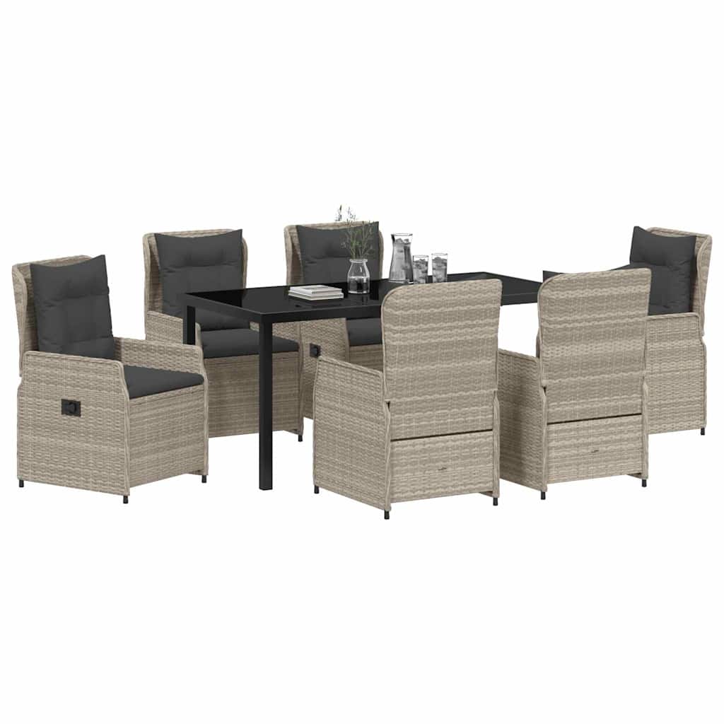 Tuin eettafelset 7 pcs Lichtgrijs poly rattan