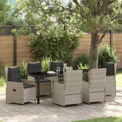 Tuin eettafelset 7 pcs Lichtgrijs poly rattan