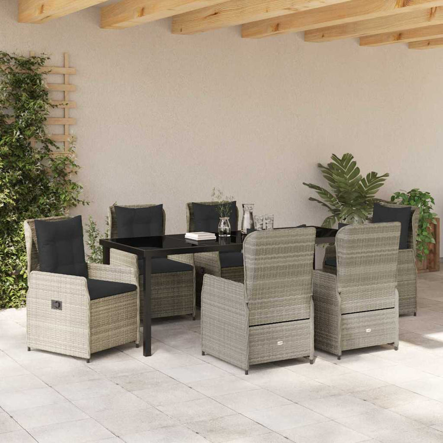 Tuin eettafelset 7 pcs Lichtgrijs poly rattan