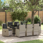 Tuin eettafelset 9 pcs Lichtgrijs poly rattan