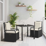 Tuinset 3-delig poly rattan zwart 80x80x73 cm