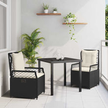 Tuin eettafelset 3 pcs Zwart poly rattan