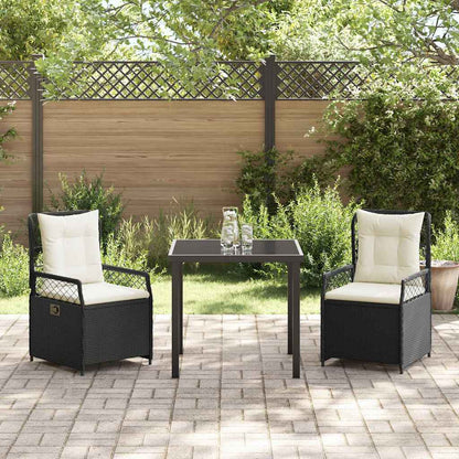 Tuin eettafelset 3 pcs Zwart poly rattan