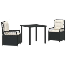Tuin eettafelset 3 pcs Zwart poly rattan