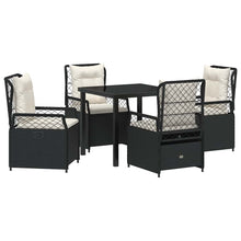 Tuin eettafelset 5 pcs Zwart poly rattan