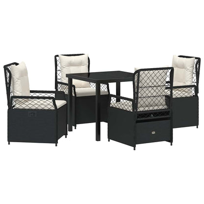 Tuin eettafelset 5 pcs Zwart poly rattan