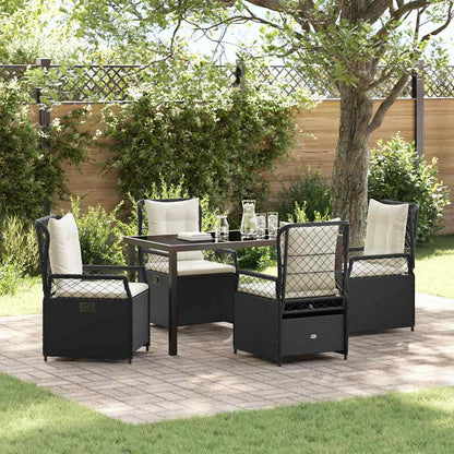 Tuin eettafelset 5 pcs Zwart poly rattan