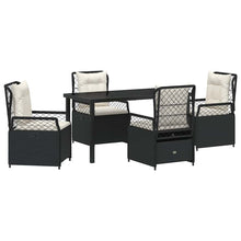 Tuin eettafelset 5 pcs Zwart poly rattan