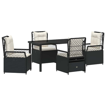 Tuin eettafelset 5 pcs Zwart poly rattan