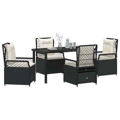 Tuin eettafelset 5 pcs Zwart poly rattan