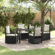Tuin eettafelset poly rattan 5-delig zwart