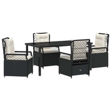 Tuin eettafelset 5 pcs Zwart poly rattan